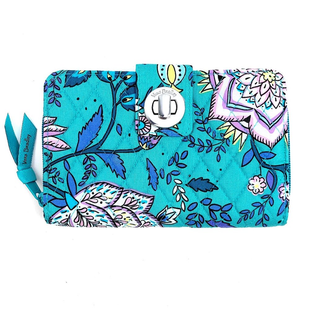 Vera Bradley Peacock Garden RFID Turnlock Wallet